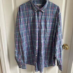 Peter Millar Blue and Pink Casual Button Down Shirt